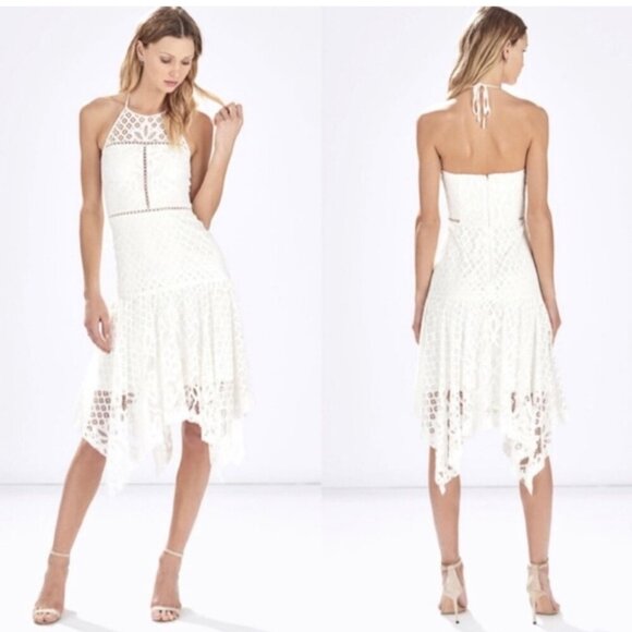 Parker Tulum Cambo White Lace Dress Halter, Midi, Asymmetrical I10 - Picture 1 of 11